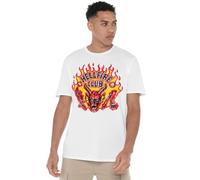 Stranger Things Hellfire Flames Unisex T Shirt, White, XXX-Large