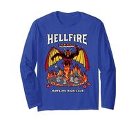 Stranger Things Hellfire Hawkins High Club Manche Longue, Unisexe pour Adultes, Bleu Royal, L
