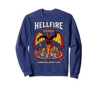 Stranger Things Hellfire Hawkins High Club Sweatshirt, Unisexe pour Adultes, Bleu Marine, XXL