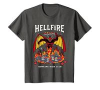 Stranger Things Hellfire Hawkins High Club T-Shirt, Enfant, Asphalte, 12 Ans