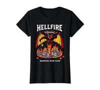Stranger Things Hellfire Hawkins High Club T-Shirt, Femme, Noir, S