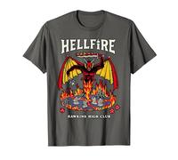 Stranger Things Hellfire Hawkins High Club T-Shirt, Homme, Asphalte, S