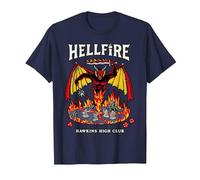 Stranger Things Hellfire Hawkins High Club T-Shirt, Homme, Bleu Marine, 5XL