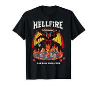Stranger Things Hellfire Hawkins High Club T-Shirt, Homme, Noir, 5XL
