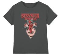 Stranger Things Hellfire Heart Girls T Shirt, Charbon, 12-13 Ans Fille