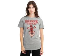Stranger Things Hellfire Heart Ladies T Shirt, Athletic Heather, Small