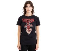 Stranger Things Hellfire Heart Ladies T Shirt, Black, Small