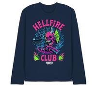 Stranger Things Hellfire Neon Dice Unisex Long Sleeve T Shirt, Navy, X-Large