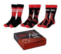 Stranger Things Lot de Chaussettes Couleur Noire, Rouge et Blanche - 3 Paires - Taille 36 à 41- Chaussettes Longues en Coton, Polyamide et Elasthanne - Produit Original Conçu en Espagne