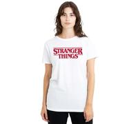 Stranger Things Main Logo Ladies T Shirt, White, X-Large