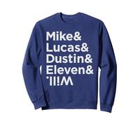 Stranger Things Mike Lucas Dustin Eleven and Will Names Sweatshirt, Unisexe pour Adultes, Bleu Marine, XL