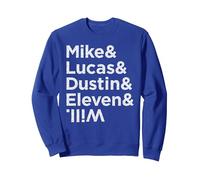 Stranger Things Mike Lucas Dustin Eleven and Will Names Sweatshirt, Unisexe pour Adultes, Bleu Royal, XL