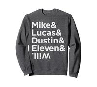 Stranger Things Mike Lucas Dustin Eleven and Will Names Sweatshirt, Unisexe pour Adultes, Chiné Foncé, XXL