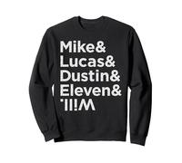 Stranger Things Mike Lucas Dustin Eleven and Will Names Sweatshirt, Unisexe pour Adultes, Noir, XXL