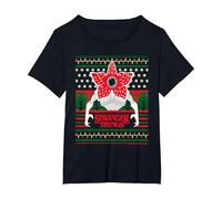 Stranger Things Motif de Noël Demogorgon T-Shirt, Femme Grandes Tailles, Noir, 1X