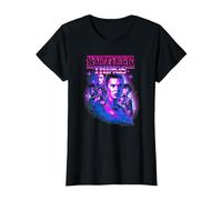 Stranger Things Neon Retro Group Logo T-Shirt, Femme, Noir, XL