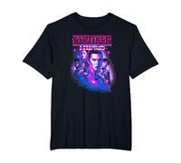 Stranger Things Neon Retro Group Logo T-Shirt, Homme Grandes Tailles, Noir, 6X Tall