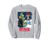 Stranger Things : Noël : La Paix sur Terre : Hopper et Demogorgon Sweatshirt, Unisexe pour Adultes, Gris Chiné, M