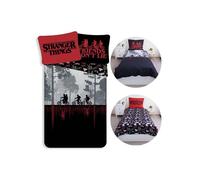 Stranger Things Noir, DEUX FACES, literie en coton pour enfants avec fermeture éclair, 100% COTON 140x200cm+70x90 cm OEKO-TEX