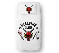 Stranger Things Parure de lit Simple Officielle | Hellfire Club Design Parure de lit réversible Double Face avec taie d'oreiller Assortie | Character World Brands Teen Parure de lit Simple