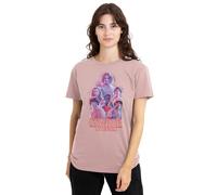 Stranger Things Pink Glow Group Ladies T Shirt, Black, XX-Large