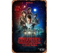 Stranger Things Poster Art Vintage étain Signe Fer Peinture Plaque Décoration Murale Métal Signe Café Bière Pub Et Homme des Cavernes Rétro Art Affiche 8 * 12 Pouces