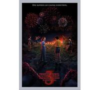 Stranger Things - Poster - Season 3 - One Summer + cadre interchangeable, Shinsuke® Maxi MDF argenté, vitre acrylique