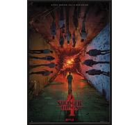 Stranger Things - Poster - Teaser - Saison 4 + cadre interchangeable, Shinsuke® Maxi plastique noir, vitre acrylique