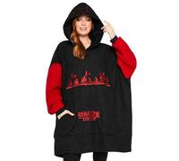 Stranger Things Pull Plaid Femme Pulll Oversize en Polaire Sweat Poncho Polaire Taille Unique Adulte Ado (Noir)