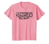 Stranger Things Punk Logo Black T-Shirt, Enfant, Rose, 12 Ans