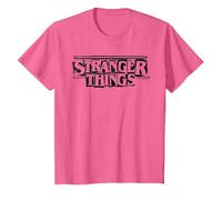Stranger Things Punk Logo Black T-Shirt, Enfant, Rose Chiné, 6 Ans