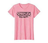 Stranger Things Punk Logo Black T-Shirt, Femme, Rose, S
