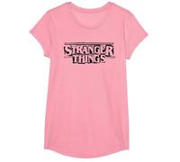 Stranger Things Punk Logo Black T-Shirt, Fille, Rose, M
