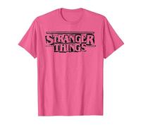 Stranger Things Punk Logo Black T-Shirt, Homme, Rose Chiné, S