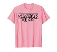 Stranger Things Punk Logo Black T-Shirt, Homme, Rose, XXL