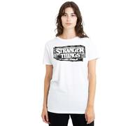 Stranger Things Punk Logo Ladies T Shirt, White, Small