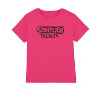 Stranger Things Punk Logo Noir T-Shirt Enfant, Rose Vif, 9-11 A