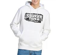 Stranger Things Punk Logo Unisex Hoodie, White, Large