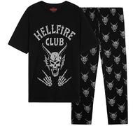 Stranger Things Pyjama Homme et Ado, Ensemble Homme 2 Pièces T-Shirt et Pantalon Pyjama, Vêtement de Nuit, Idée Cadeau (S, Noir)