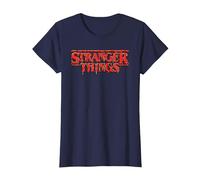 Stranger Things Red Drip Logo T-Shirt, Femme, Bleu Marine, L