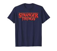 Stranger Things Red Drip Logo T-Shirt, Homme, Bleu Marine, 6XL