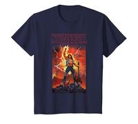 Stranger Things Rock on Eddie T-Shirt, Enfant, Bleu Marine, 10 Ans