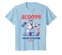 Stranger Things Scoops Ahoy Salon de crème glacée Rouge/Bleu T-Shirt, Enfant, Bleu Céleste, 6 Ans