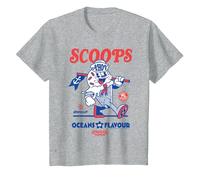 Stranger Things Scoops Ahoy Salon de crème glacée Rouge/Bleu T-Shirt, Enfant, Gris Chiné, 6 Ans