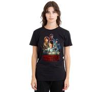 Stranger Things Season One Poster Ladies T Shirt, Black, X-Large