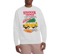 Stranger Things Seasons Eatings Pizza Van Christmas Unisex Sweatshirt, White, Medium