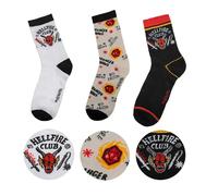 Cinereplicas Stranger Things - Set de 3 paires de chaussettes Hellfire Club - Licence Officielle