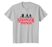 Stranger Things Silhouette Bike Logo T-Shirt, Enfant, Argent, 6 Ans