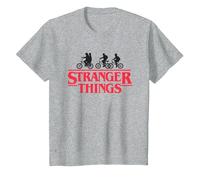 Stranger Things Silhouette Bike Logo T-Shirt, Enfant, Gris Chiné, 4 Ans
