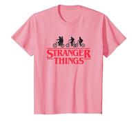 Stranger Things Silhouette Bike Logo T-Shirt, Enfant, Rose, 12 Ans